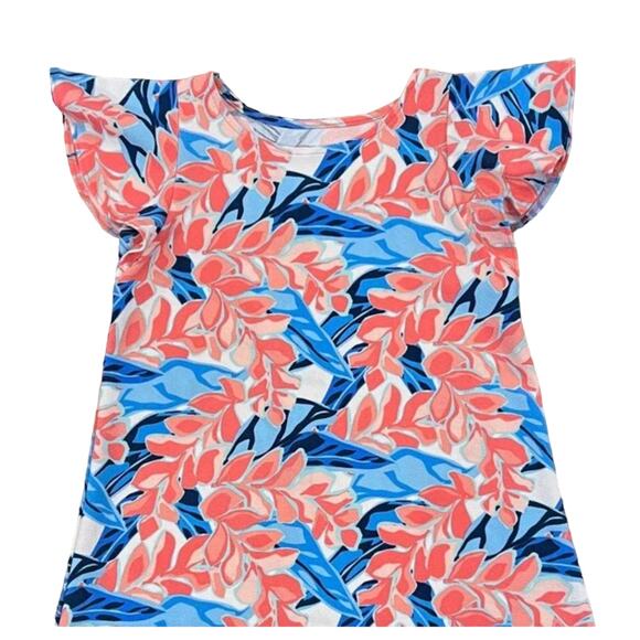 NWT Pappagallo Girls' Pink, Blue &White Floral Flutter Sleeve Dress - L (10/12) - Picture 2 of 10